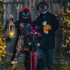 Maske LED Lysmaske Rædselsmaske til Weekend Cosplay Kostume Maskerade, Karneva_yux Rød & Blå Röd & Blå