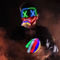 Maske LED Lysmaske Rædselsmaske til Weekend Cosplay Kostume Maskerade, Karneva_yux Rød & Blå Röd & Blå