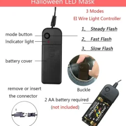 Maske LED Lysmaske Rædselsmaske til Weekend Cosplay Kostume Maskerade, Karneva_yux Rød & Blå Röd & Blå