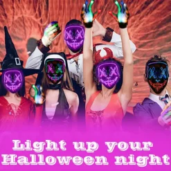 Maske LED Lysmaske Rædselsmaske til Weekend Cosplay Kostume Maskerade, Karneva_yux Blå & Grön