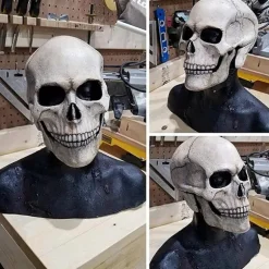Maske Maskerade blødt materiale Kraniemaske med bevægelig kæbe Uhyggeligt skelet - Mørk Black