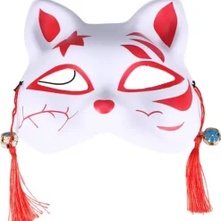 Maske Plast Kat Festmaske Kvaster Perler Japansk Cosplay-XM2-