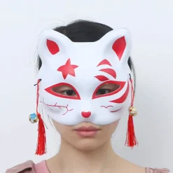 Maske Plast Kat Festmaske Kvaster Perler Japansk Cosplay-XM2-