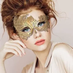 Maske til mænd, Diamant festmaske, Venetiansk elegant metalmaske, Halloween Maske til par