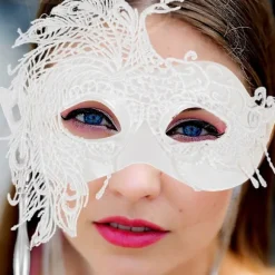 Maskebal Maske Kvinder Fest Maske Fancy Dress Håndholdt Maske Blonde Maske til Prom Cosplay