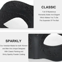 Maskebal Maske til Mænd Kvinder Par Venetiansk Maske til Halloween Mardi Gras Kostumefest Bal