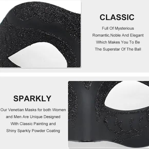 Maskebal Maske til Mænd Kvinder Par Venetiansk Maske til Halloween Mardi Gras Kostumefest Bal