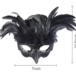 Maskebal Maske til Mænd og Kvinder, Sort Fjer Kragemaske, Venetiansk Halloween Kostume Tilbehør