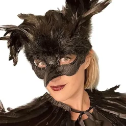 Maskebal Maske til Mænd og Kvinder, Sort Fjer Kragemaske, Venetiansk Halloween Kostume Tilbehør