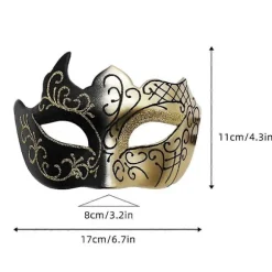 Maskebalsmasker sæt til par, plastik Halloween kostumemaske til kvinder og mænd silvery