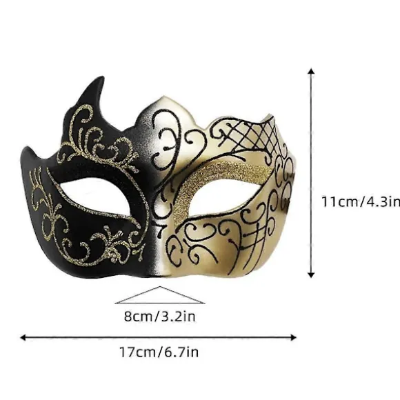 Maskebalsmasker sæt til par, plastik Halloween kostumemaske til kvinder og mænd silvery