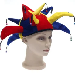 Maskerade dans kostume rekvisitter voksen hovedbeklædning Børnedag præstation hovedbeklædning klovne hat sæt (hat+rød næse dekoration)
