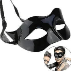 Maskerade kostume maske sort til mænd kvinder fest bal Halloween maske (d-583-a)