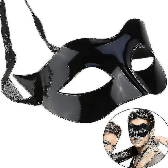 Maskerade kostume maske sort til mænd kvinder fest bal Halloween maske (d-583-a)