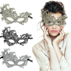 Maskerade Maske - Venetiansk Maske til Kvinder, Smuk Elegant Blonde Maske til Damer Halloween Mardi Gras Fest Guld+Sølv+Sort