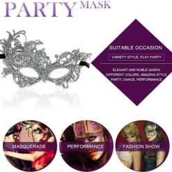 Maskerade Maske - Venetiansk Maske til Kvinder, Smuk Elegant Blonde Maske til Damer Halloween Mardi Gras Fest Guld+Sølv+Sort