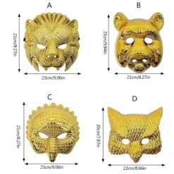 Maskerade Maske Guld Leopard/Løve/Gris/Ugle Maske Festmaske Halloween Cosplay Maske Kvinder Mænd Dyremaske Balmaske Oprejst ugle