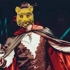 Maskerade Maske Guld Leopard/Løve/Gris/Ugle Maske Festmaske Halloween Cosplay Maske Kvinder Mænd Dyremaske Balmaske Oprejst ugle