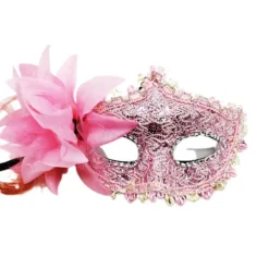 Maskerademaske til kvinder - Venetianske masker - Julemasker - Blomster - Halvmaske - Cosplay - Pink