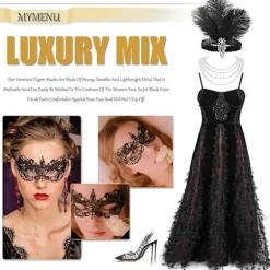 Maskerademaske til kvinder - Venetiansk Blonder Øjenmaske til Fest, Galla, Kostume, Mardi Gras Festligheder