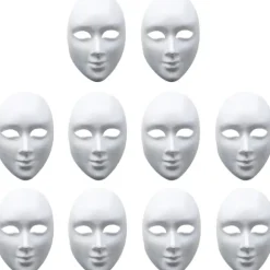 Matana - 10 Vita Stive Papirmasker til Kunst og Håndværk - Unisex DIY Kostume Halloweenfest