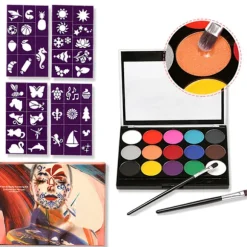 Mengxi 1 Sæt Kropsmaling Med Pensel 15 Farver Vandtæt Koncentreret Ingen Udtværing Festværktøj Vandopløselig Jul Halloween Makeup Ansigtsmaling