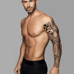 Midlertidig tatoveringsærmeoverførsel - Fuld arm tribal vandtæt falsk tatoveringsmærkat til mænd kvinder - Af Delusion Tattoos