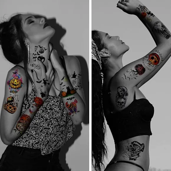 Midlertidige Halloween-tatoveringer 10 ark MultiColor