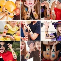 Midlertidige Halloween-tatoveringer 10 ark flerfarvet