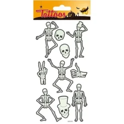 Midlertidige tatoveringer - Halloween skeletter Flerfärgad