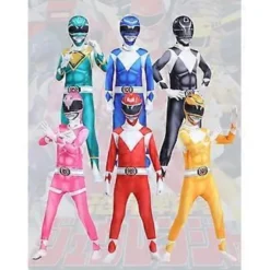 Mighty Morphin Power Rangers Cosplay Kostume Jumpsuit Bodysuit Festlig Udklædningssæt til Mænd Kvinder (170 Pink)