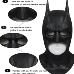 Mænd Batman Maske Halloween Fest Cosplay Kostume Prop Hovedbeklædning