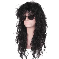 Mænd Kvinder 70'er 80'er Rock Punk Paryk Langt Krøllet Hår Halloween Parykker, CJY