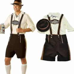 Mænds bayerske læderhosen tyske Oktoberfest traditionelle shorts øl fyr kostume L