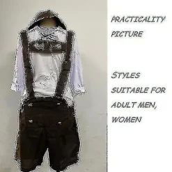 Mænds bayerske læderhosen tyske Oktoberfest traditionelle shorts øl fyr kostume L