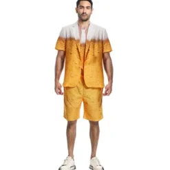 Mænds Ølprint Performance Kostume Tøj Sæt, Cosplay Ølfestival Outfit L