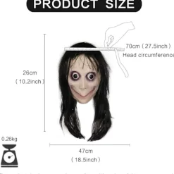Molezu Momo Maske Uhyggelig Maske, Cleepy Maske Monster Maske, Gyserkostumer Fest Gummi Latex Maske til Halloween Voksen