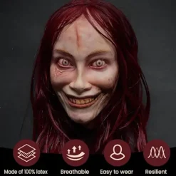 Movehii Halloween Latexmaske, realistisk uhyggeligt Halloween-kostumetilbehør til Halloweenfest Karneval Cosplay-rekvisitter-FX-