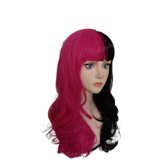 Movie Draculaura Cosplay Kostume Parykker Lange Sort Pink Varmebestandig Syntetisk Hår Halloween Party Rolleleg Carnival Rekvisitter