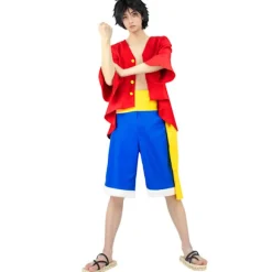 Mub - Nyt Anime One Piece Kostume Monkey D. Luffy Cosplay Herre US Størrelse Luffy Outfit Anime Cosplay Kostume Red M