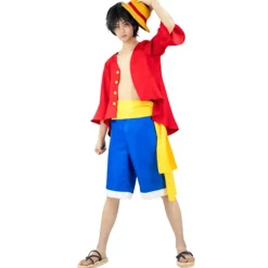 Mub - Nyt Anime One Piece Kostume Monkey D. Luffy Cosplay Herre US Størrelse Luffy Outfit Anime Cosplay Kostume Red M