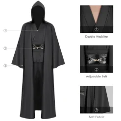 Mub - Obi Wan Kenobi Premium Kvalitet Cosplay Kostume Brun Jedi Robe fra Star Wars til Lysværd Duel Brown Brown Brown L