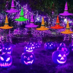 Mub- Engros Halloween Heksehat Med Lys LED Hængende Lysende Udendørs Indendørs Gård Træ Havefest Dekoration uden lys 6 stk._yux without light 6pcs