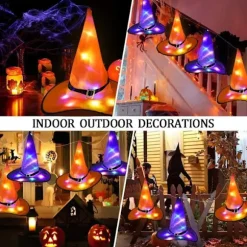 Mub- Engros Halloween Heksehat Med Lys LED Hængende Lysende Udendørs Indendørs Gård Træ Havefest Dekoration uden lys 6 stk._yux without light 6pcs