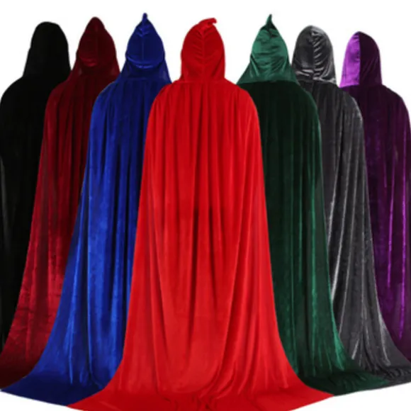 Mub- Factory OEM Tilpasset Cosplay Hætte Kappe Lang Fløjl Kappe Vampyr Halloween Kostume 4 150cm