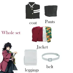 Mub- Fitspi Anime Demon Layer Kimetsu No Yaiba Tomioka Giyuu Cosplay Uniformer Kostumer Paryk Barn Voksen Fest Kostume Sæt, CJY Costume Suit en-US