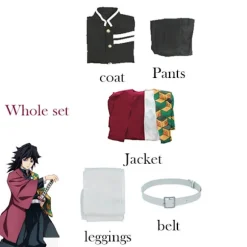 Mub- Fitspi Anime Demon Slayer Tomioka Giyu Cosplay Uniform Kostume Paryk Børn Voksen Fest-WELLNGS Costume Suit 120