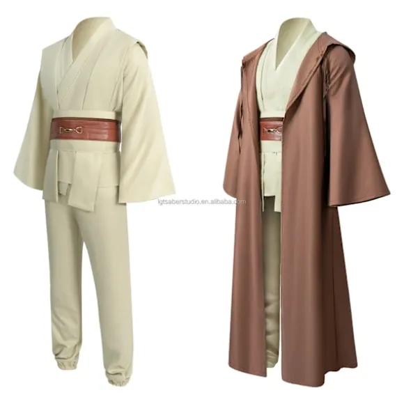 Mub- Obi wan Kenobi Premium Kvalitets Cosplay Kostume Brun Jedi Kåbe fra Star Wars til Lyssværdsdueller Brun Brun.. Brown 2 XL