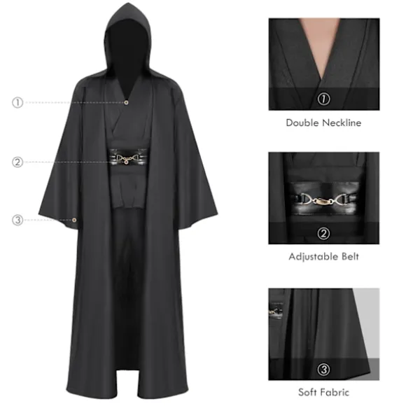 Mub- Obi wan Kenobi Premium Kvalitets Cosplay Kostume Brun Jedi Kåbe fra Star Wars til Lyssværdsdueller Brun Brun.. Brown 2 XL