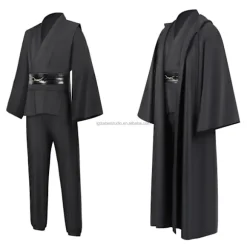 Mub- Obi wan Kenobi Premium Kvalitet Cosplay Kostume sort Jedi Kåbe fra Star the Wars til Lightsaber Dueling Sort Black M